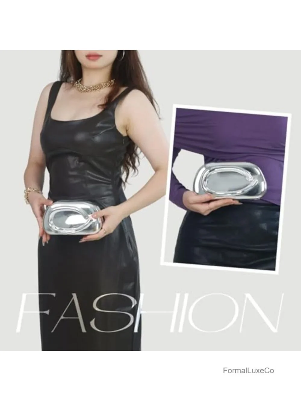 Acrylic Clutch Purse Women Trendy Metal Handle Evening Bag Wedding Party Formal